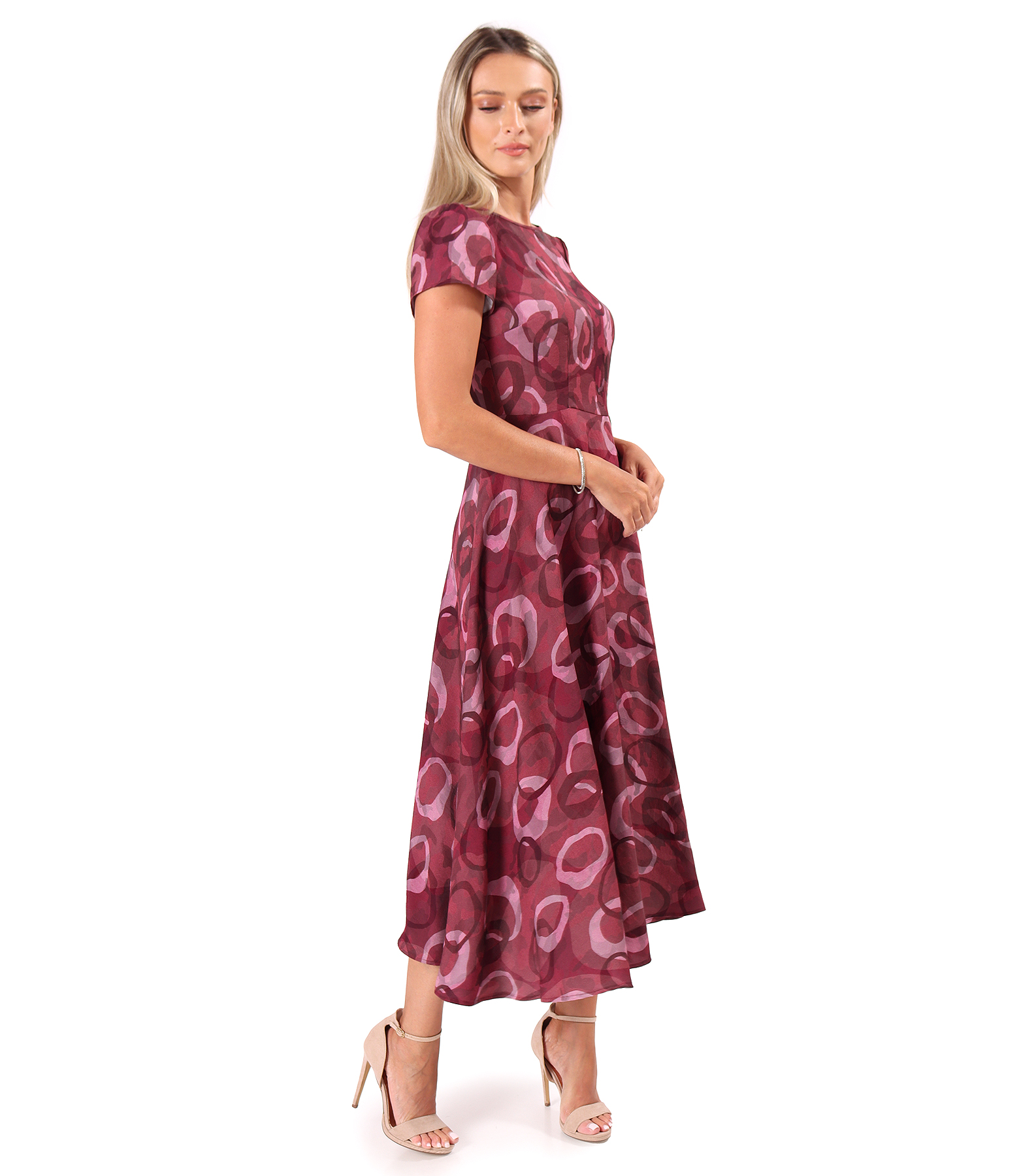 Elegant midi dress in printed viscose