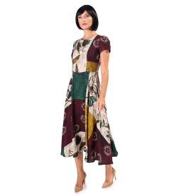 Elegant midi dress in printed viscose