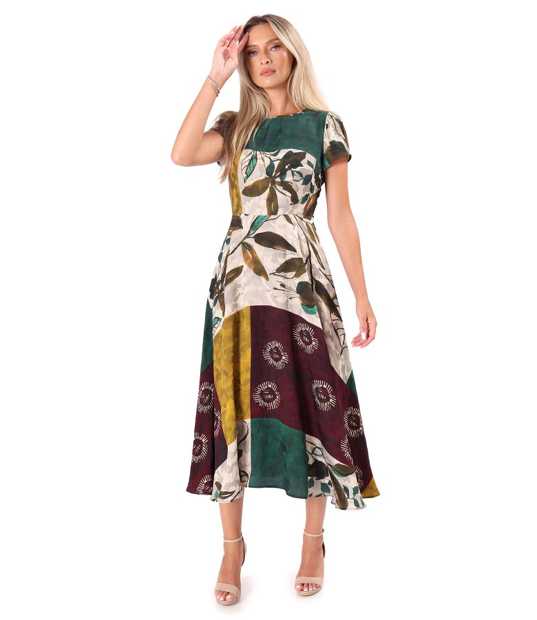 Elegant midi dress in printed viscose