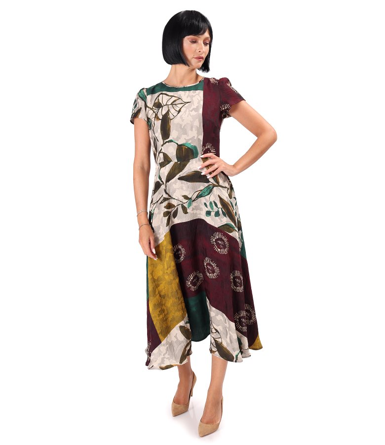 Elegant midi dress in printed viscose