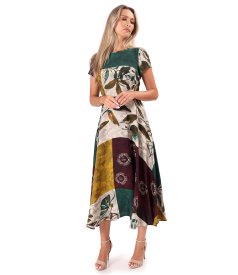 Elegant midi dress in printed viscose
