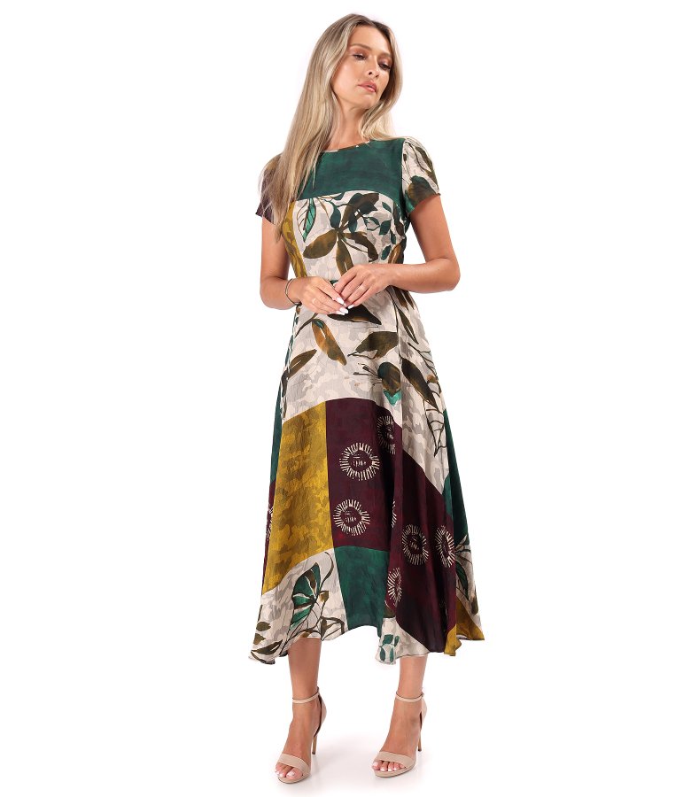Elegant midi dress in printed viscose