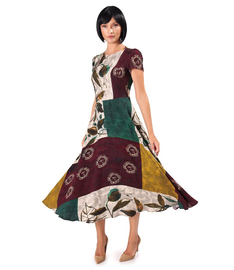 Elegant midi dress in printed viscose