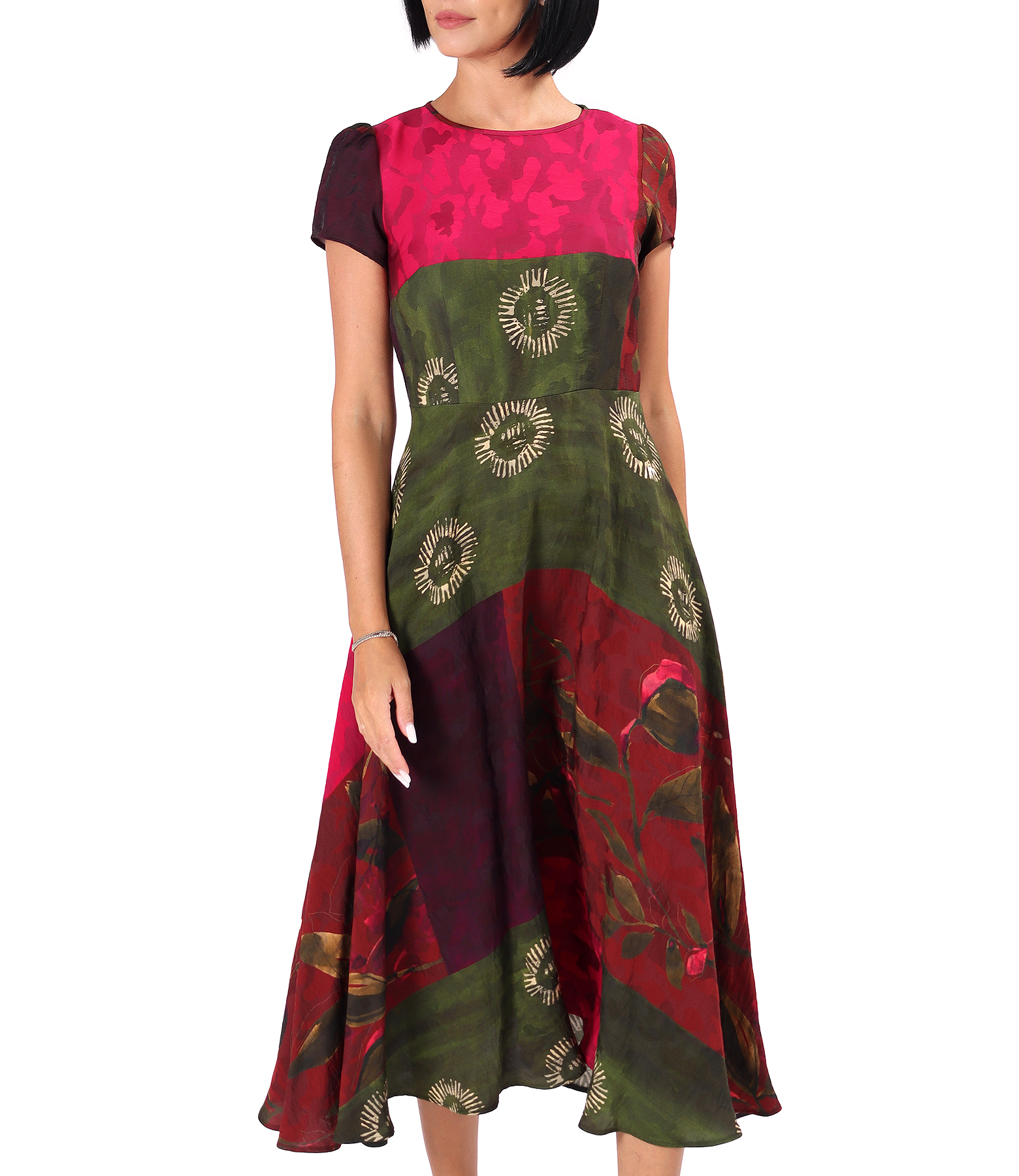 Elegant midi dress in printed viscose