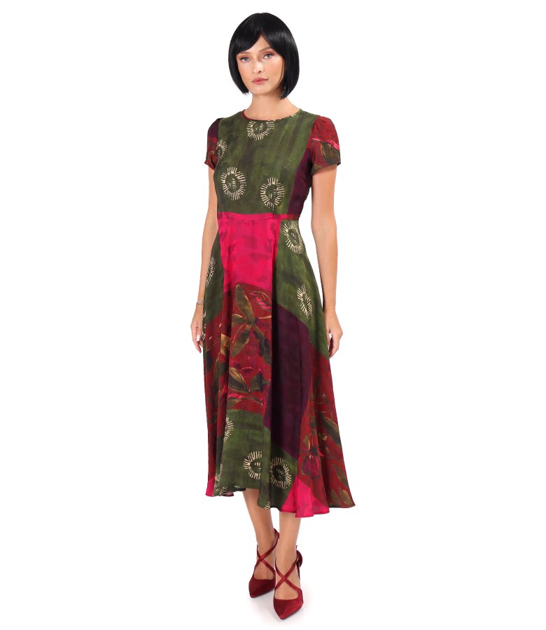Elegant midi dress in printed viscose