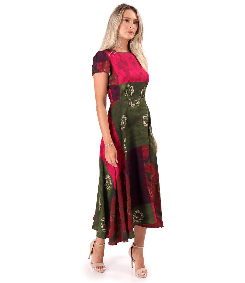 Elegant midi dress in printed viscose