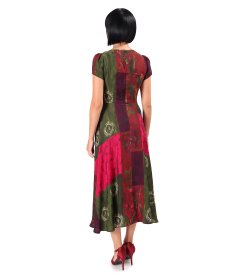 Elegant midi dress in printed viscose