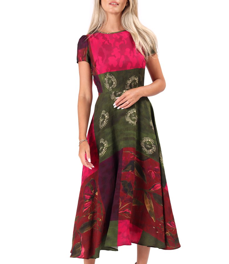Elegant midi dress in printed viscose