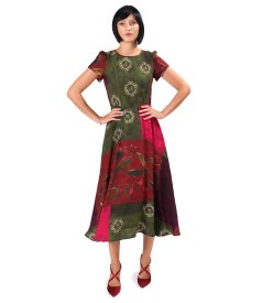 Elegant midi dress in printed viscose