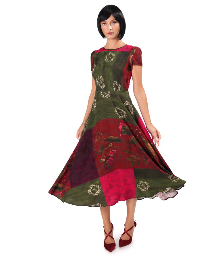 Elegant midi dress in printed viscose