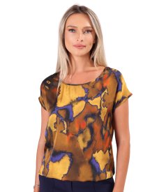 Relaxed-fit satin viscose blouse