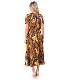 Elegant printed satin viscose midi dress