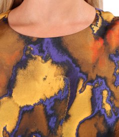 Elegant printed satin viscose midi dress