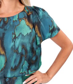 Elegant printed satin viscose midi dress