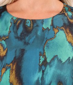 Elegant printed satin viscose midi dress
