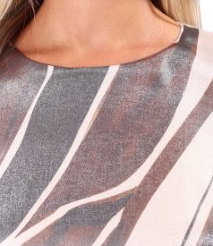 Elegant midi dress in metallic-effect viscose organza