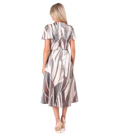 Elegant midi dress in metallic-effect viscose organza