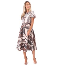 Elegant midi dress in metallic-effect viscose organza