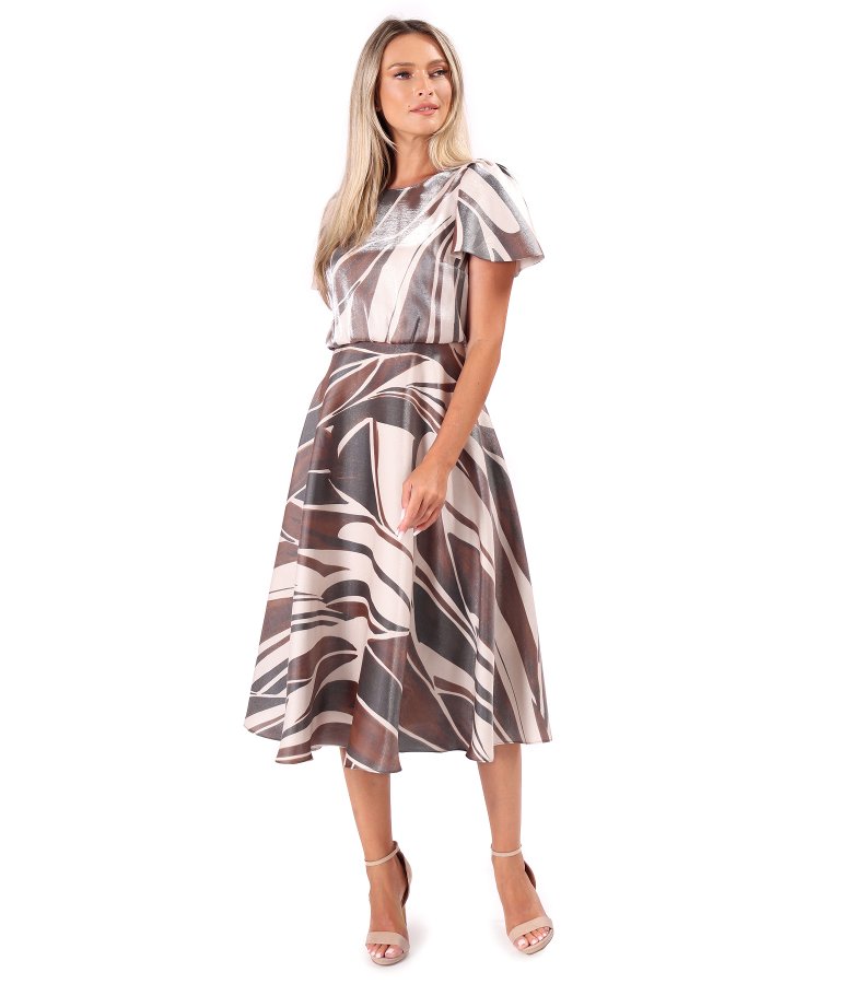 Elegant midi dress in metallic-effect viscose organza