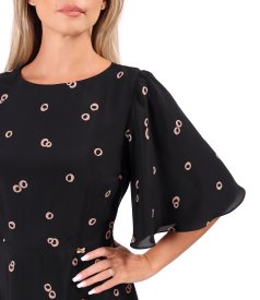 Midi dress in geometric-print viscose