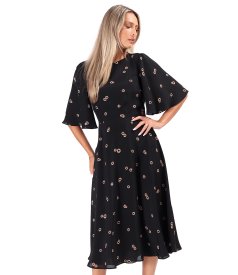 Midi dress in viscose with geometric print