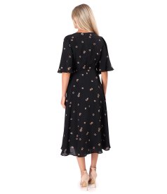 Midi dress in geometric-print viscose