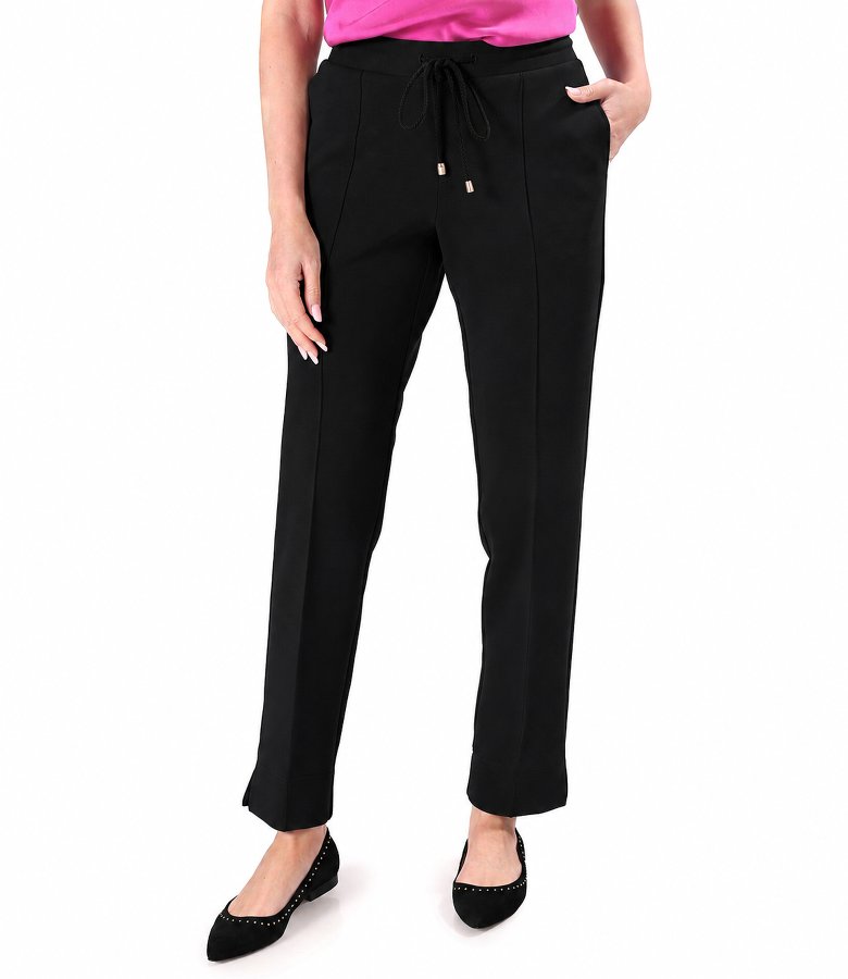Relaxed-fit trousers in compact scuba-style cotton-blend fabric