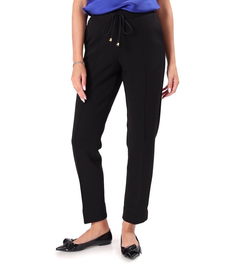Relaxed-fit trousers in compact scuba-style cotton-blend fabric