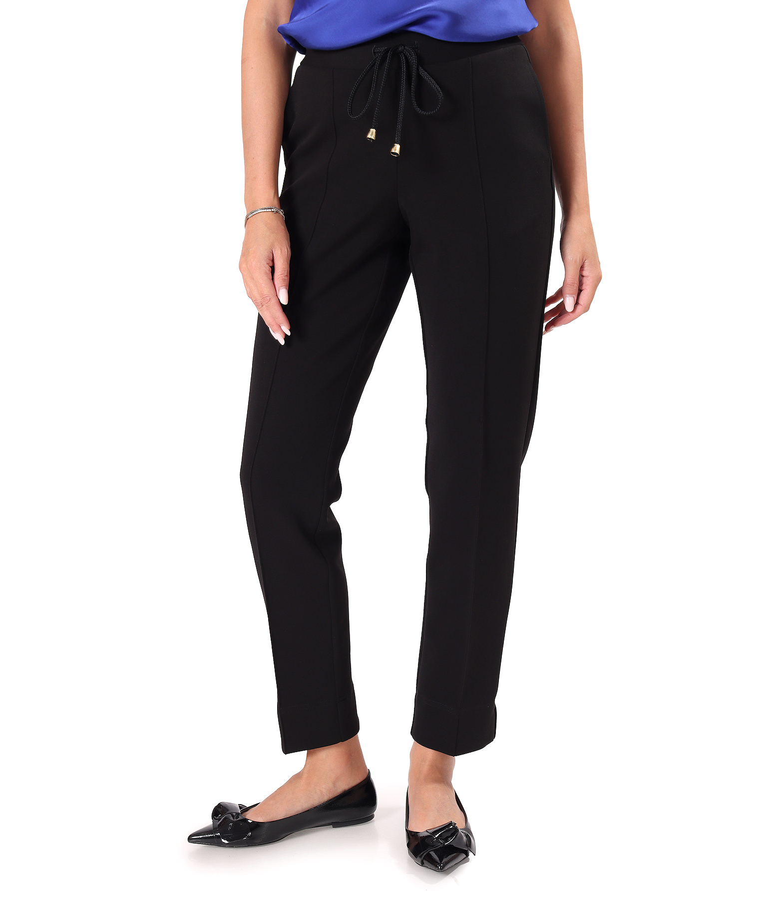Relaxed-fit trousers in compact scuba-style cotton-blend fabric