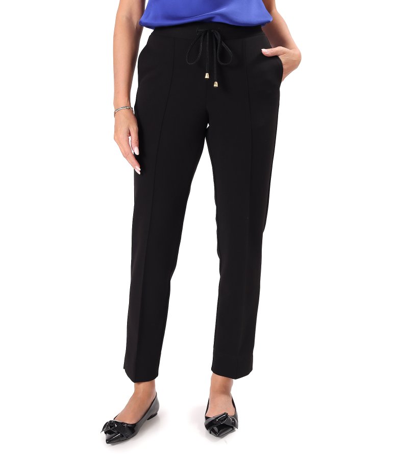 Relaxed-fit trousers in compact scuba-style cotton-blend fabric