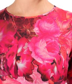 Elegant floral-print viscose dress
