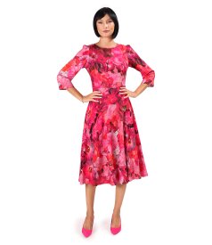 Rochie eleganta din viscoza imprimata cu motive florale