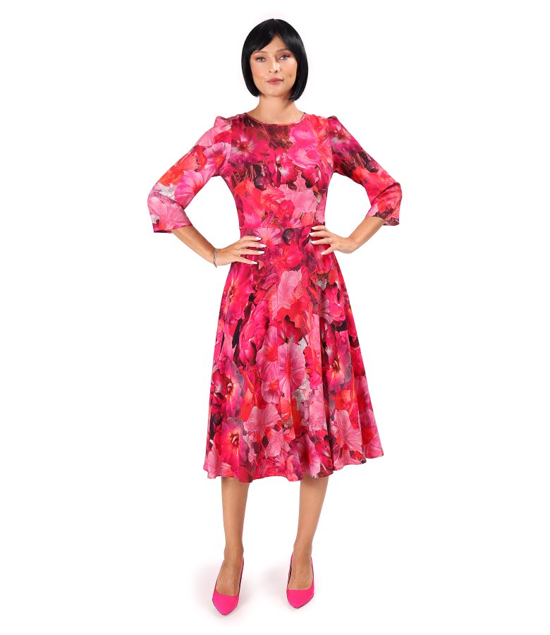 Elegant floral-print viscose dress