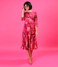 Elegant floral-print viscose dress