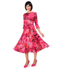 Elegant floral-print viscose dress