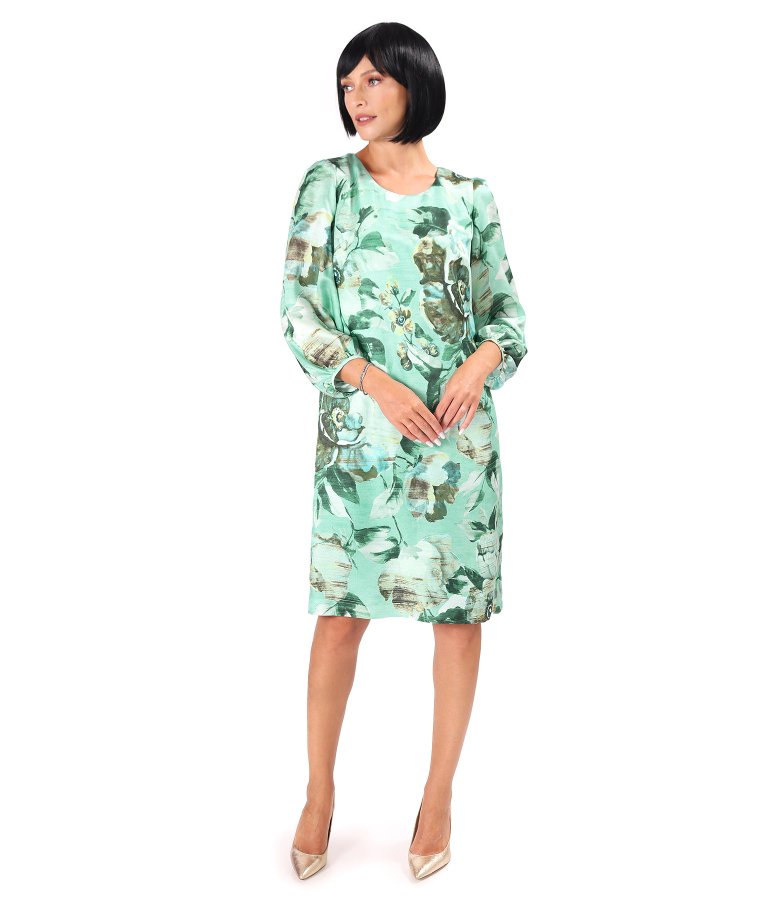 Relaxed-fit viscose dress with silk and floral print