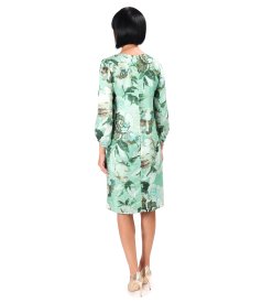 Relaxed-fit viscose dress with silk and floral print