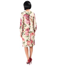 Relaxed-fit viscose dress with natural silk and floral print