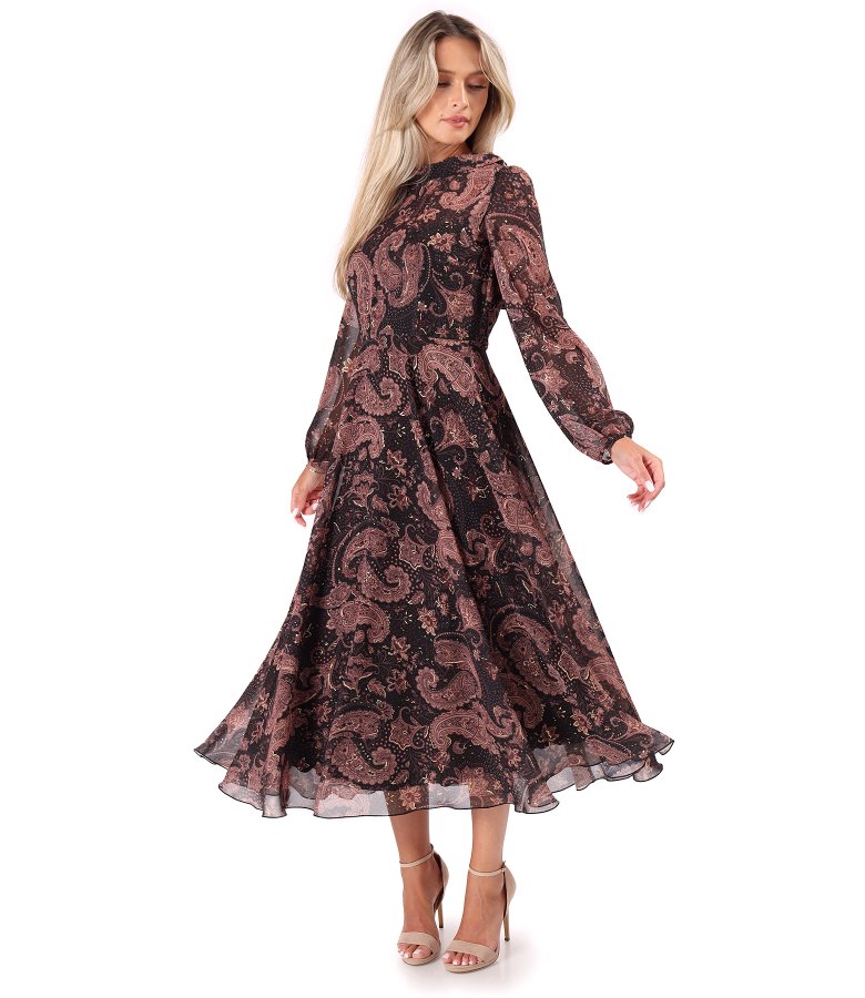 Midi dress in paisley-print chiffon