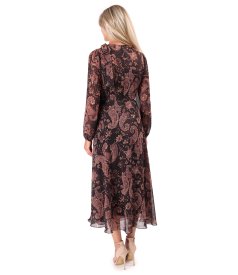 Midi dress in paisley-print chiffon