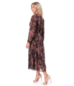 Midi dress in paisley-print chiffon