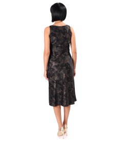 Bias-cut midi dress with gold motifs