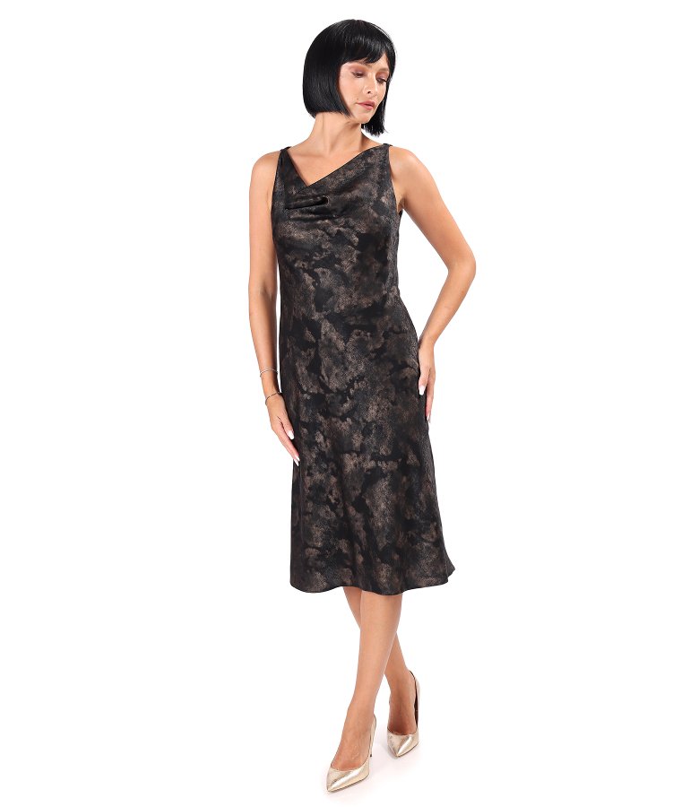 Bias-cut midi dress with gold motifs