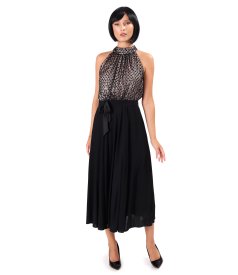 Evening dress with a sequin and bead-embellished bodice
