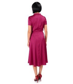 Midi dress in plain stretch satin