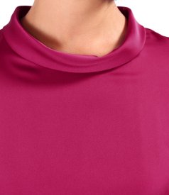 Midi dress in plain stretch satin