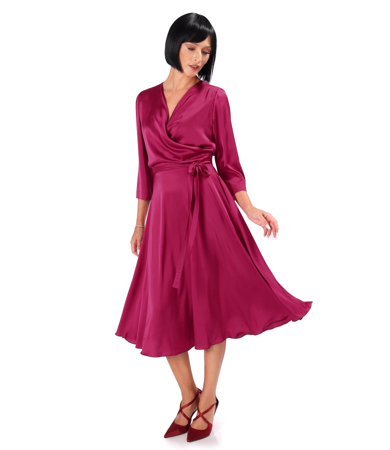 Elegant plain stretch satin dress