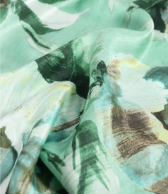 Elegant viscose blouse with floral-print natural silk