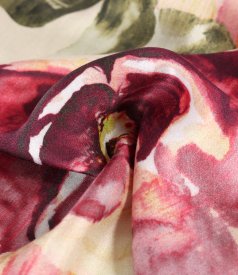 Elegant viscose blouse with floral-print natural silk