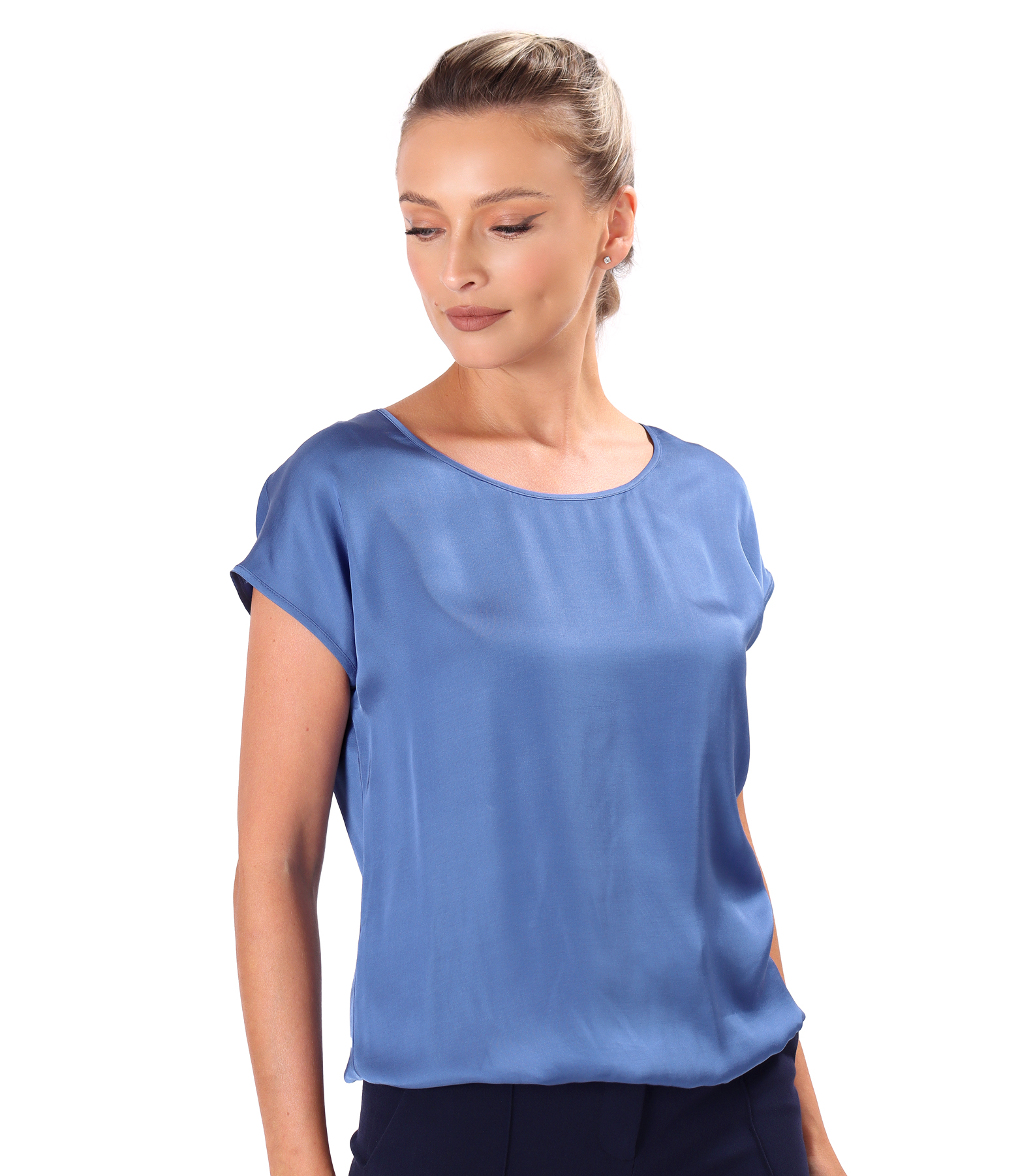 Elegant relaxed-fit satin viscose blouse